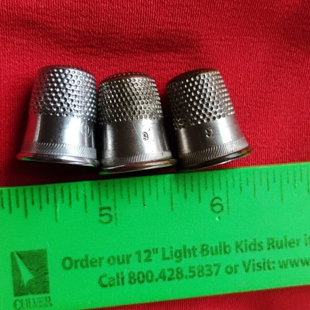 ⚜️ Vintage Metal Sewing Thimbles Lot Of 3 Sz 9
